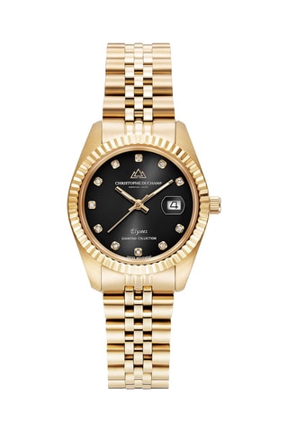 Reloj de cuarzo de acero y diamantes Elysées 