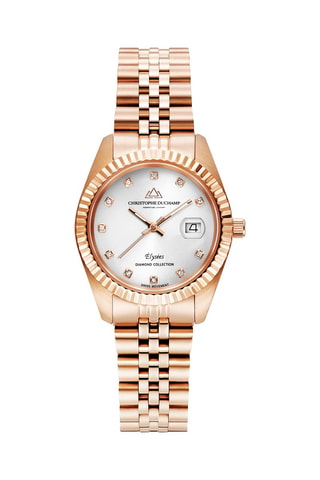 Reloj de cuarzo de acero y diamantes