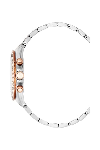 Reloj de cuarzo de acero Grand Mont - Cronógrafo - Plateado y rosa dorado
