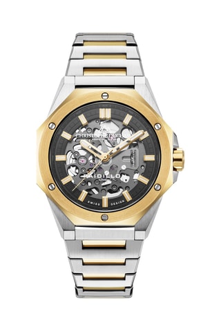 Reloj automático de acero Raidillon Skeleton II - Plateado y dorado