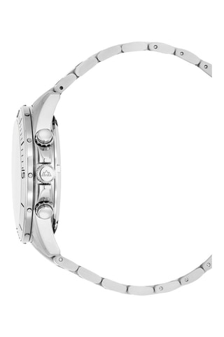 Reloj de cuarzo de acero y pulsera - Cronógrafo - Negro y plateado