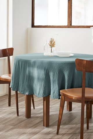 Tovaglia rotonda in cotone 125 g/m² Gaïa - Blu - 180 cm