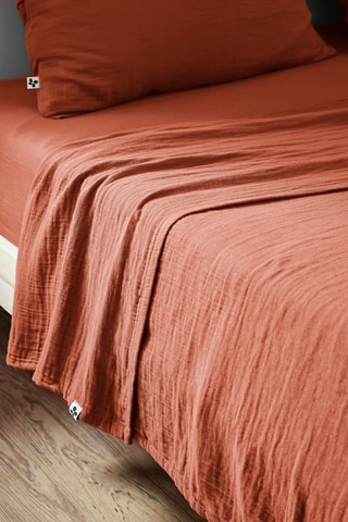 Lenzuolo sopra in garza di cotone Gaïa - 
Terracotta
