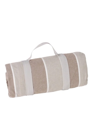 Mantel rectangular XL Polo Club  -  140 x 280 cm - Beige, blanco y marrón