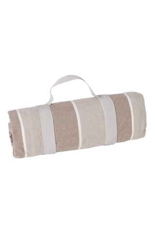 Mantel cuadrado Polo Club  -  140 x 140 cm - Beige y blanco