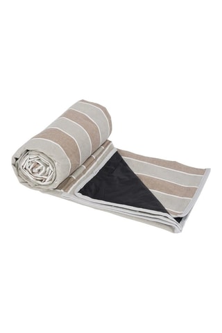 Mantel cuadrado Polo Club  -  140 x 140 cm - Beige y blanco