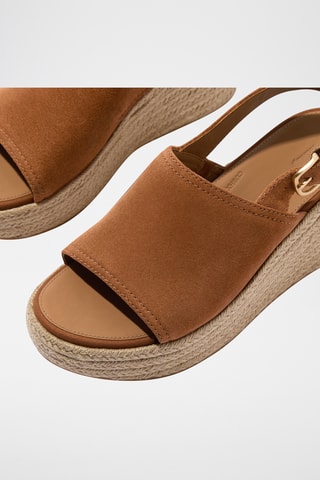 Sandales compensées en nubuck Cush - Camel