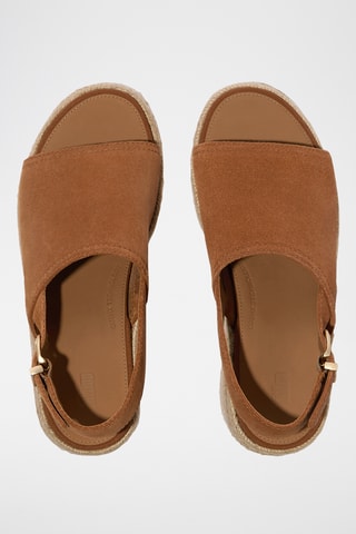 Sandales compensées en nubuck Cush - Camel