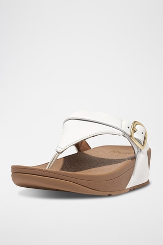 Tongs compensées en cuir Microwobbleboard - Blanc