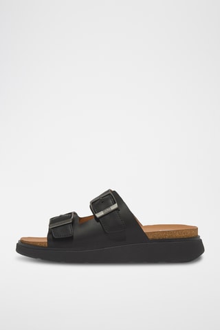 Mules compensées en cuir Microwobbleboard - Noir