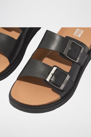 Mules compensées en cuir Microwobbleboard - Noir