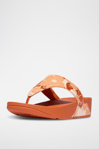 Tongs compensées en cuir Microwobbleboard - Orange