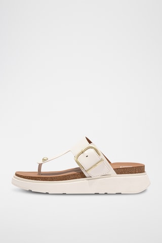 Tongs compensées en cuir Microwobbleboard - Blanc