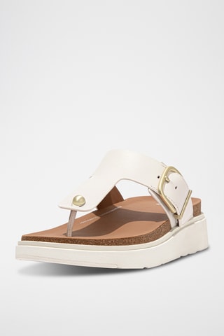 Tongs compensées en cuir Microwobbleboard - Blanc