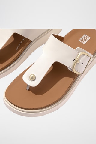 Tongs compensées en cuir Microwobbleboard - Blanc
