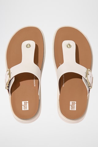Tongs compensées en cuir Microwobbleboard - Blanc