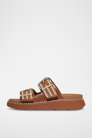 Mules plateformes en cuir Microwobbleboard - Marron et beige
