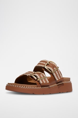 Mules plateformes en cuir Microwobbleboard - Marron et beige