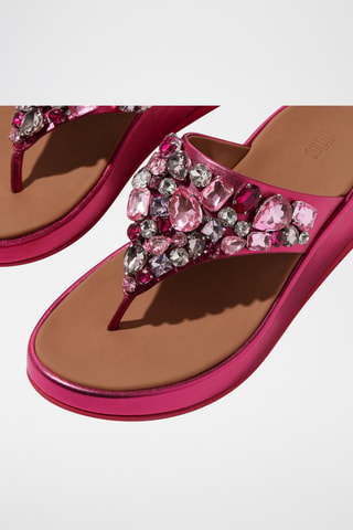 Tongs compensées en cuir Microwobbleboard - Fuchsia