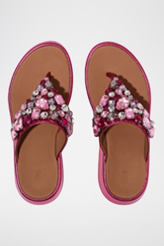 Tongs compensées en cuir Microwobbleboard - Fuchsia