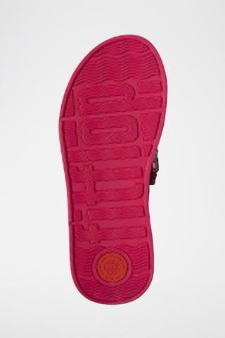Tongs compensées en cuir Microwobbleboard - Fuchsia