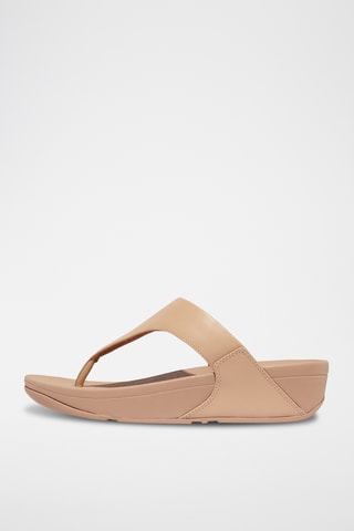 Tongs compensées en cuir Microwobbleboard - Beige