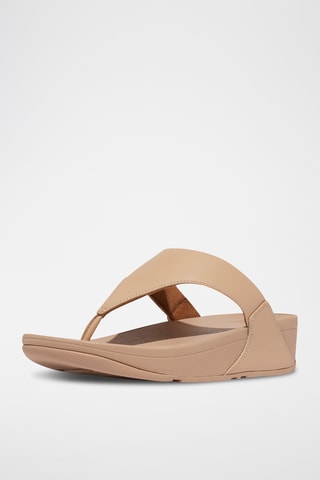 Tongs compensées en cuir Microwobbleboard - Beige