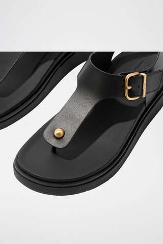 Sandales compensées en cuir Microwobbleboard - Noir