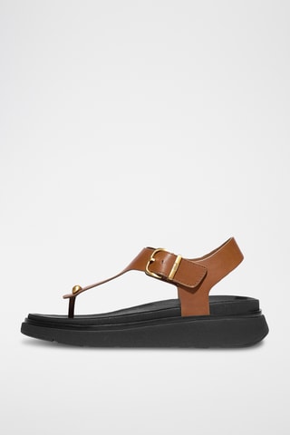 Sandales compensées en cuir Microwobbleboard - Camel