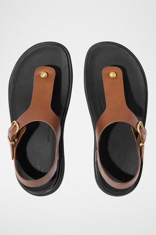 Sandales compensées en cuir Microwobbleboard - Camel