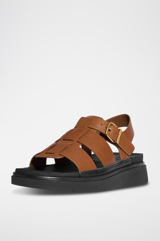 Sandales compensées en cuir Microwobbleboard - Camel