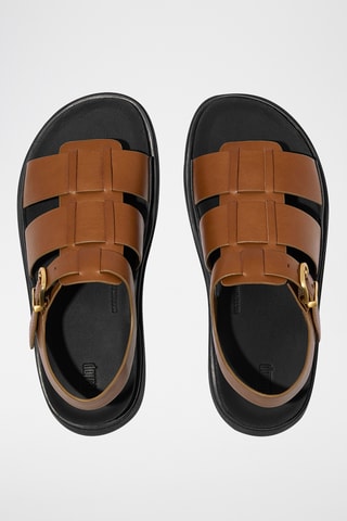 Sandales compensées en cuir Microwobbleboard - Camel