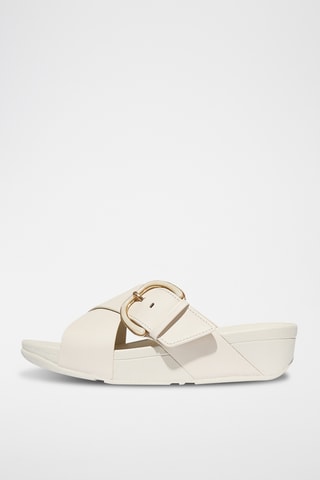 Mules compensées en cuir Microwobbleboard - Beige