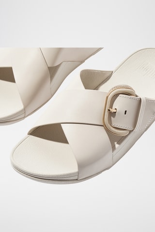 Mules compensées en cuir Microwobbleboard - Beige