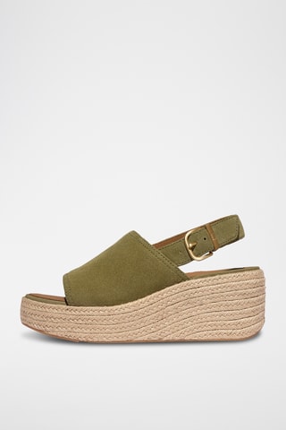 Sandales compensées en nubuck Cush - Kaki
