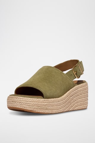 Sandales compensées en nubuck Cush - Kaki