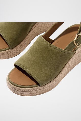 Sandales compensées en nubuck Cush - Kaki