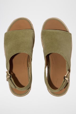 Sandales compensées en nubuck Cush - Kaki