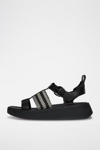 Sandales compensées en cuir Microwobbleboard - Noir