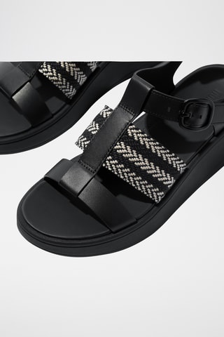 Sandales compensées en cuir Microwobbleboard - Noir
