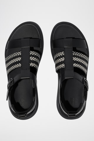 Sandales compensées en cuir Microwobbleboard - Noir