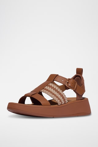 Sandales compensées en cuir Microwobbleboard - Camel