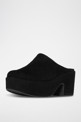 Sabots à talons en nubuck Cush - Noir