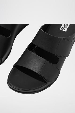 Mules compensées en cuir Microwobbleboard - Noir