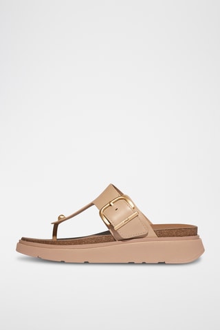 Tongs compensées en cuir Microwobbleboard - Beige