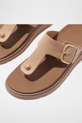 Tongs compensées en cuir Microwobbleboard - Beige