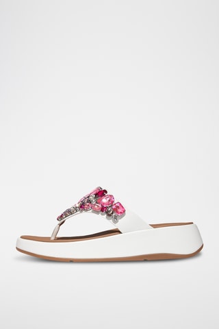 Tongs compensées en cuir Microwobbleboard - Blanc