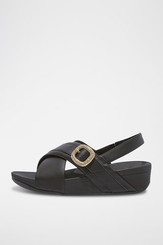 Sandales compensées en cuir Microwobbleboard - Noir