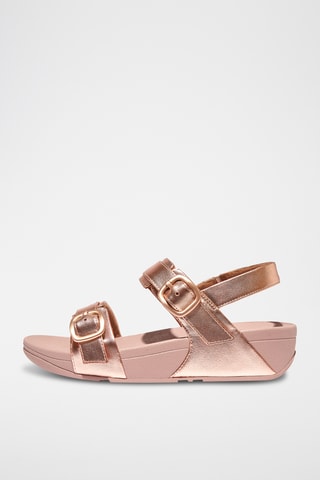 Sandales compensées en cuir Microwobbleboard - Doré rose