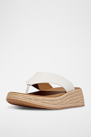 Tongs plateformes en cuir Microwobbleboard - Blanc